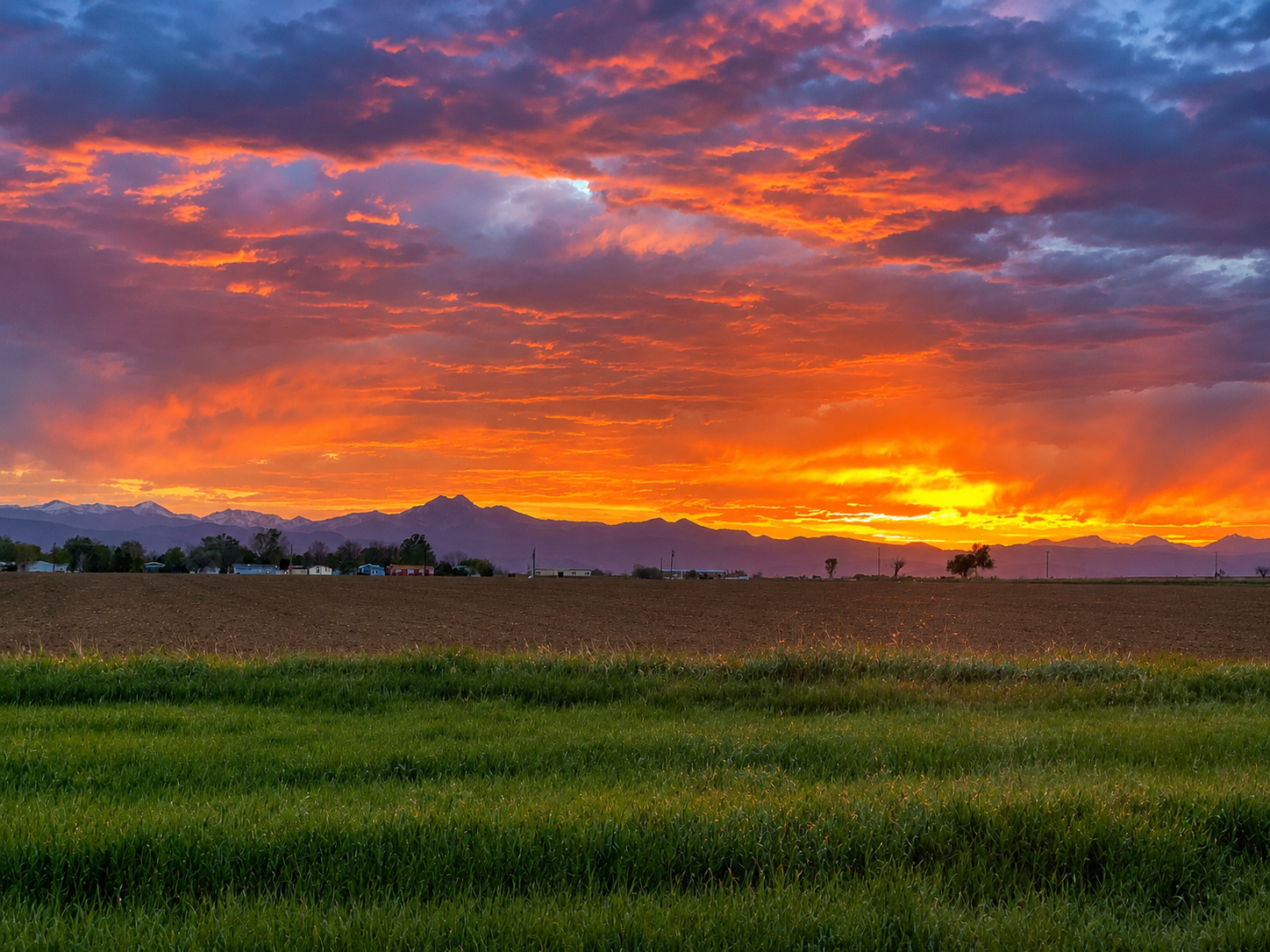 Longmont, Colorado open space and mountain landscape at sunset